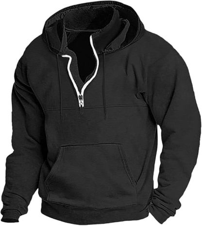 Men's Autumn and Winter Zipper Hoodie Casual Sports with Pocket Sweater Solid Color Loose Long Sleeve Jacket