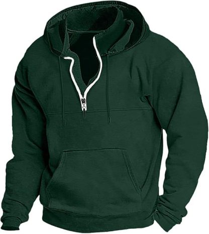Men's Autumn and Winter Zipper Hoodie Casual Sports with Pocket Sweater Solid Color Loose Long Sleeve Jacket