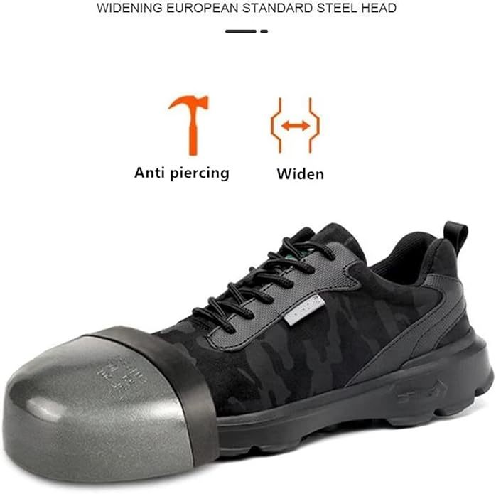 Men's Safety Shoes And Work Shoes, Light And Comfortable, Anti-squeeze, Anti-puncture, Non-slip, Breathable (Steel Toe)
