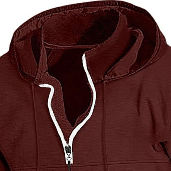 Men's Autumn and Winter Zipper Hoodie Casual Sports with Pocket Sweater Solid Color Loose Long Sleeve Jacket