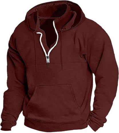 Men's Autumn and Winter Zipper Hoodie Casual Sports with Pocket Sweater Solid Color Loose Long Sleeve Jacket