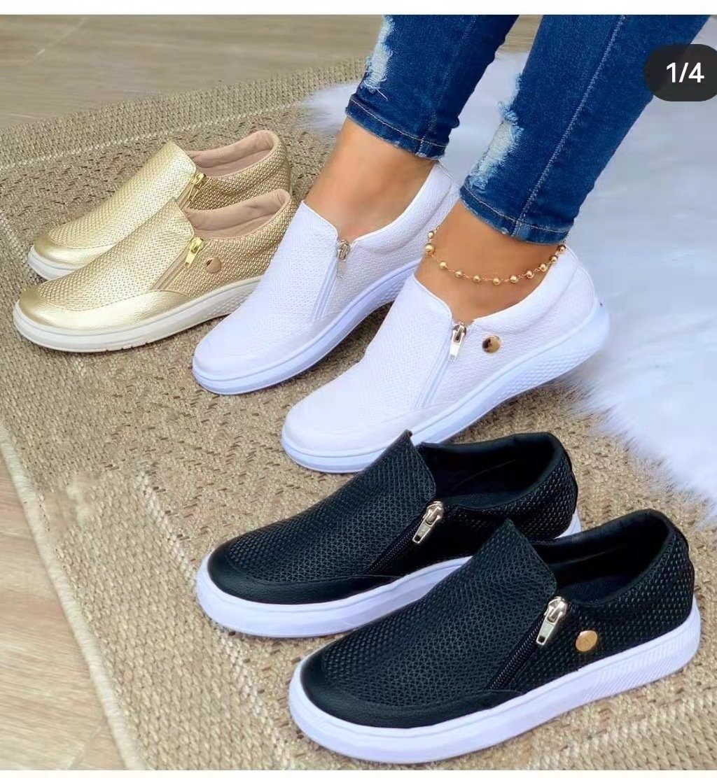 Simple Fashion Zipper Flat Shoes
