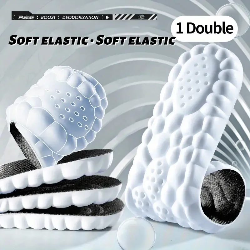 1pair 4D Sport Insoles, Soft Breathable High-elasticity Shoe Cushions, Shock Absorption Shoe Pads