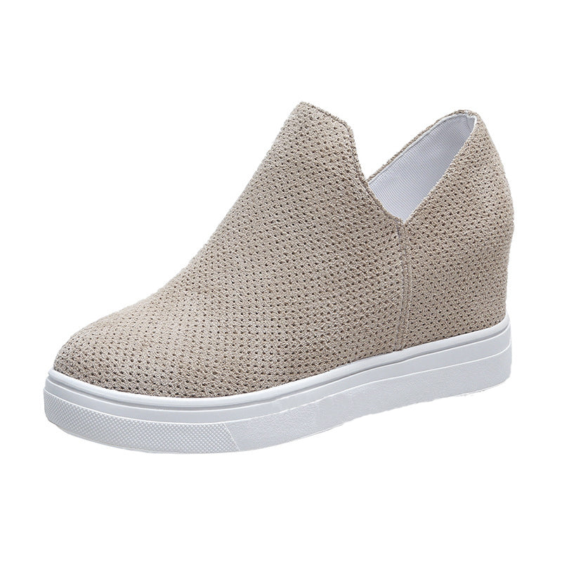 Women's Round Toe Wedge Inner Booster Eyelet Casual Shoes