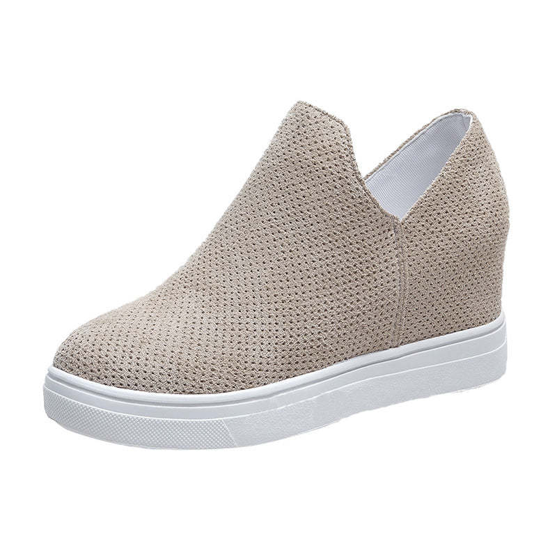 Women's Round Toe Wedge Inner Booster Eyelet Casual Shoes