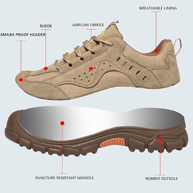 Safety Shoes Men Women Steel Toe Cap Work Trainer Shoes Lightweight Industrial SneakersNon Slip Breathable Shoes Trainers Boots