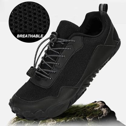 Men's Mesh Drawstring Trail Running Shoes Slip On Wide Toe Box Minimalist Training Shoes Casual Anti-Slip Lightweight Walking Hiking Shoes