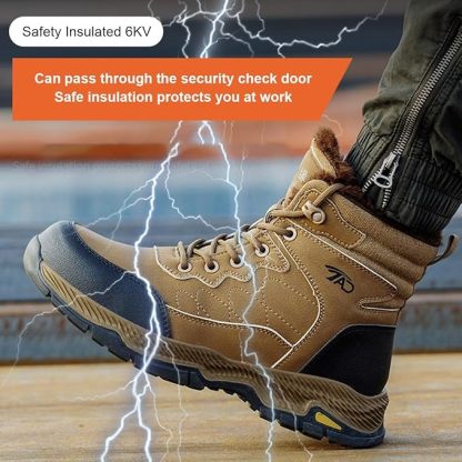 High-top winter warm safety shoes, waterproof and comfortable industrial work shoes, anti-breaking and anti-puncture labor insurance shoes, non-slip sports shoes