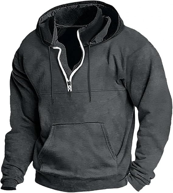 Men's Autumn and Winter Zipper Hoodie Casual Sports with Pocket Sweater Solid Color Loose Long Sleeve Jacket