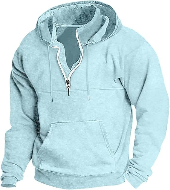 Men's Autumn and Winter Zipper Hoodie Casual Sports with Pocket Sweater Solid Color Loose Long Sleeve Jacket
