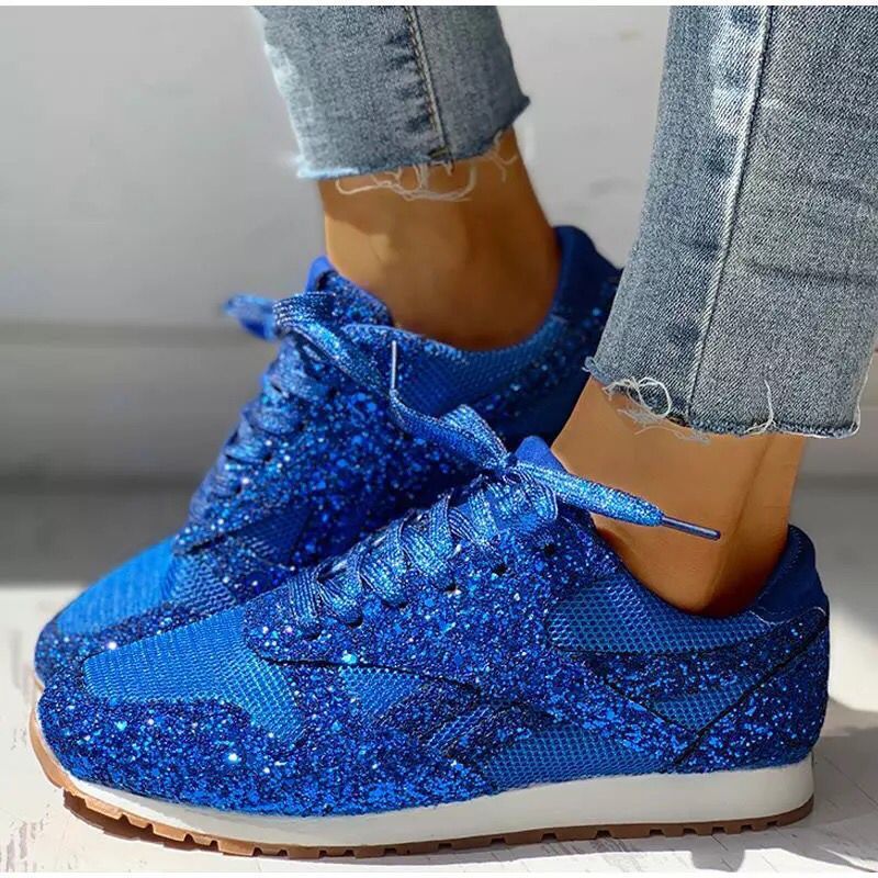 New Flat Mesh Rhinestone Sneakers