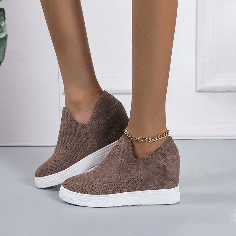 Women's Round Toe Wedge Inner Booster Eyelet Casual Shoes