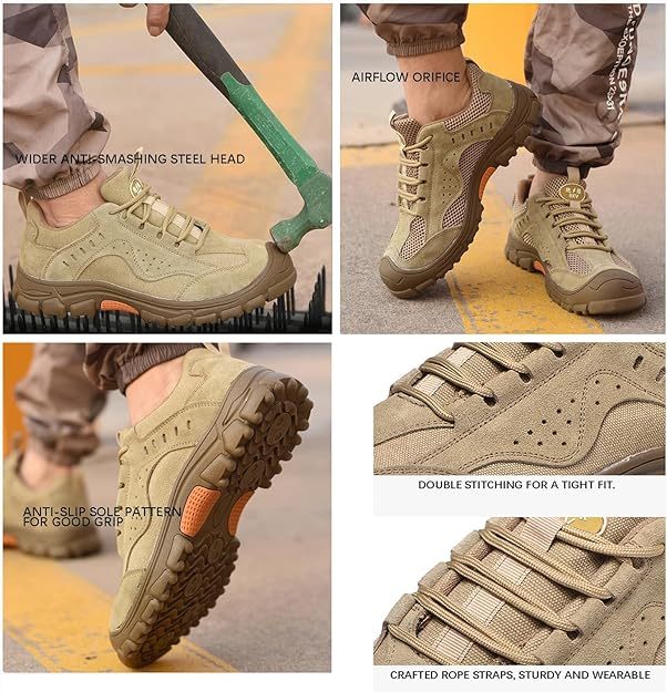 Safety Shoes Men Women Steel Toe Cap Work Trainer Shoes Lightweight Industrial SneakersNon Slip Breathable Shoes Trainers Boots