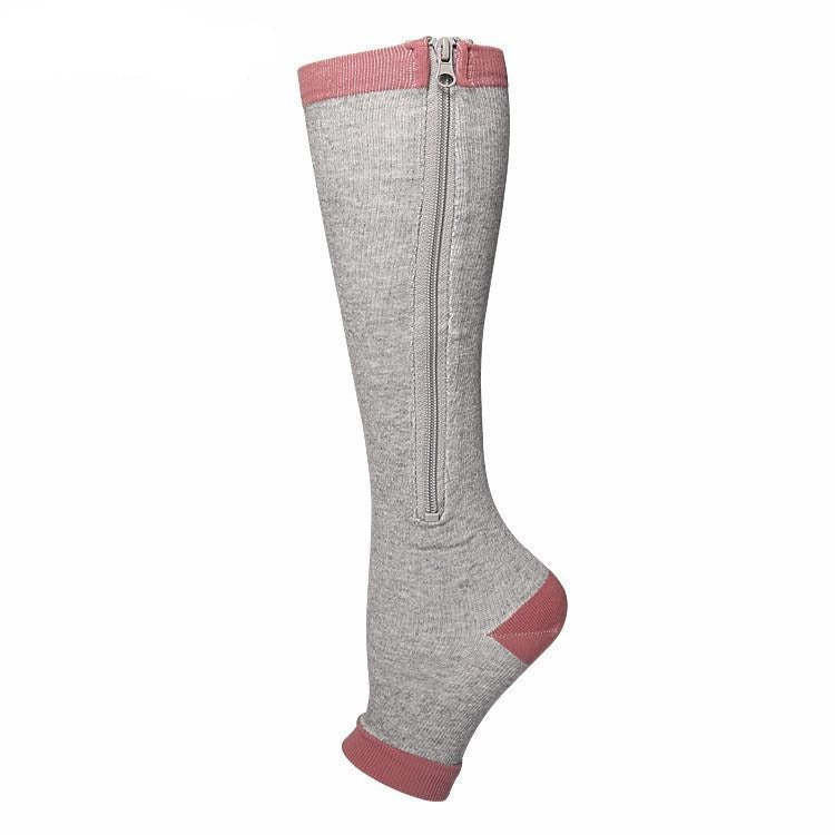 ( 3 PAIRS) Zippered Open Toe Compression Socks Support Stockings 20-30 mmHg