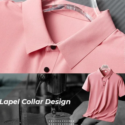 Men's summer ice silk without trace business lapel solid color simple t-shirt
