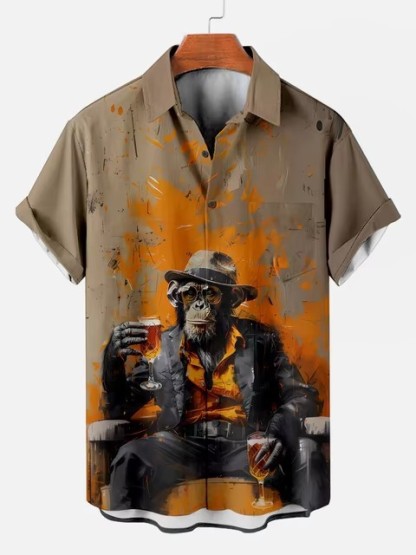 Orangutan Pattern Shirt | Hawaiian Button Down Shirt