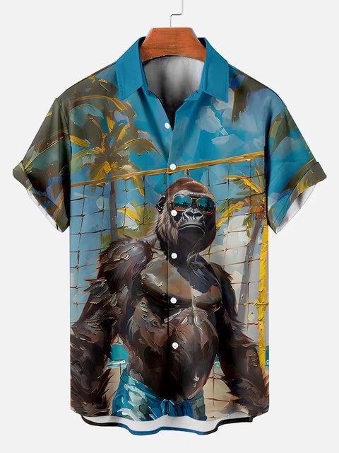 Orangutan Pattern Shirt | Hawaiian Button Down Shirt