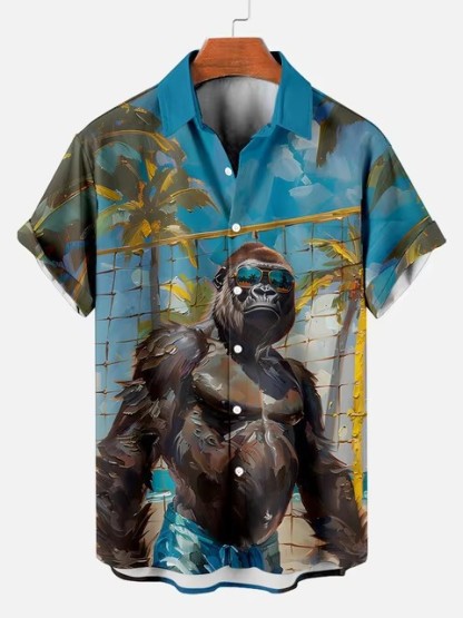 Orangutan Pattern Shirt | Hawaiian Button Down Shirt