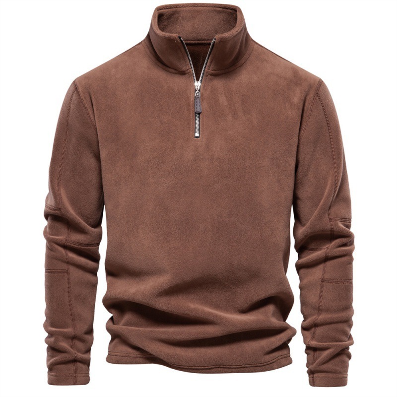 Men's Standing Collar Half Zipper Long Sleeve Sweatshirt Casual Top
