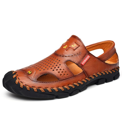 🔥Last Day Promotion 70% OFF🔥Men's Sandals, Durable Handmade Stitching Close Toe Non Slip Shoes For Indoor Outdoor Beach