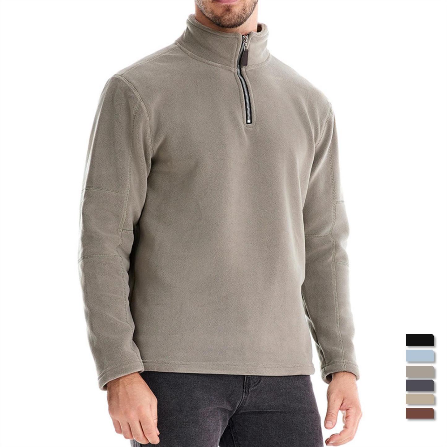 Men's Standing Collar Half Zipper Long Sleeve Sweatshirt Casual Top