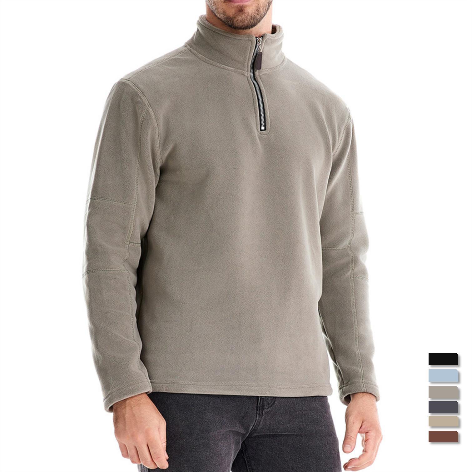 Men's Standing Collar Half Zipper Long Sleeve Sweatshirt Casual Top