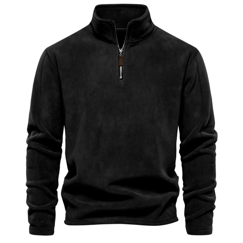 Men's Standing Collar Half Zipper Long Sleeve Sweatshirt Casual Top