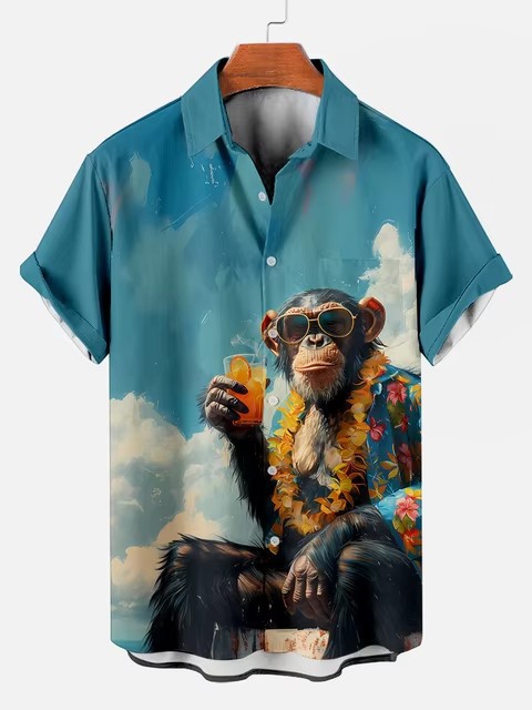 Orangutan Pattern Shirt | Hawaiian Button Down Shirt