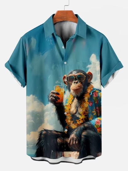 Orangutan Pattern Shirt | Hawaiian Button Down Shirt