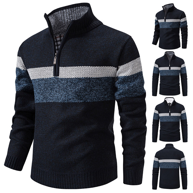 🔥Mid Year Sale 90% Off🔥Manfinity Homme Men Color Block Quarter Zip Thermal Lined Sweater