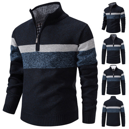 🔥Mid Year Sale 90% Off🔥Manfinity Homme Men Color Block Quarter Zip Thermal Lined Sweater