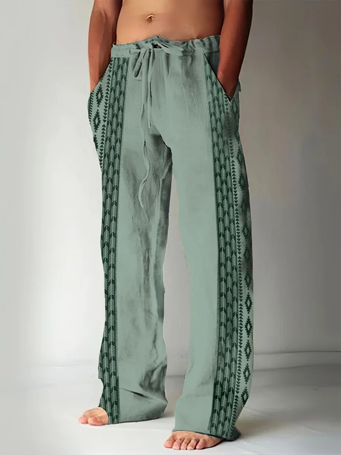 Men's Beach Pants Drawstring Elastic Waist Front Pocket Tiger Pattern Comfortable Soft Casual Everyday Fashion Designer