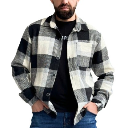 Men's thickened casual fashion versatile plaid shirt jacket warm shirt