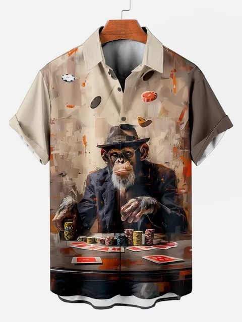 Orangutan Pattern Shirt | Hawaiian Button Down Shirt