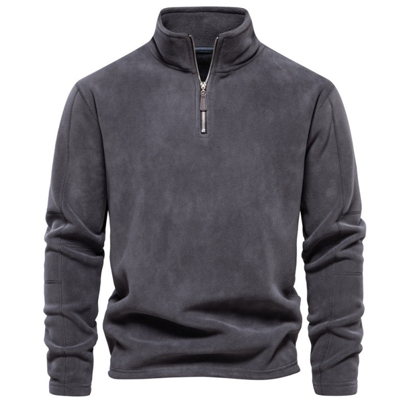 Men's Standing Collar Half Zipper Long Sleeve Sweatshirt Casual Top