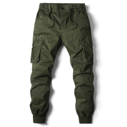 Men's Cargo Pants Cargo Trousers Trousers Tactical Drawstring Elastic Waist Multi Pocket Plain Breathable Outdoor Full Length Casual Daily Casual Tactical ArmyGreen Black Micro-elastic