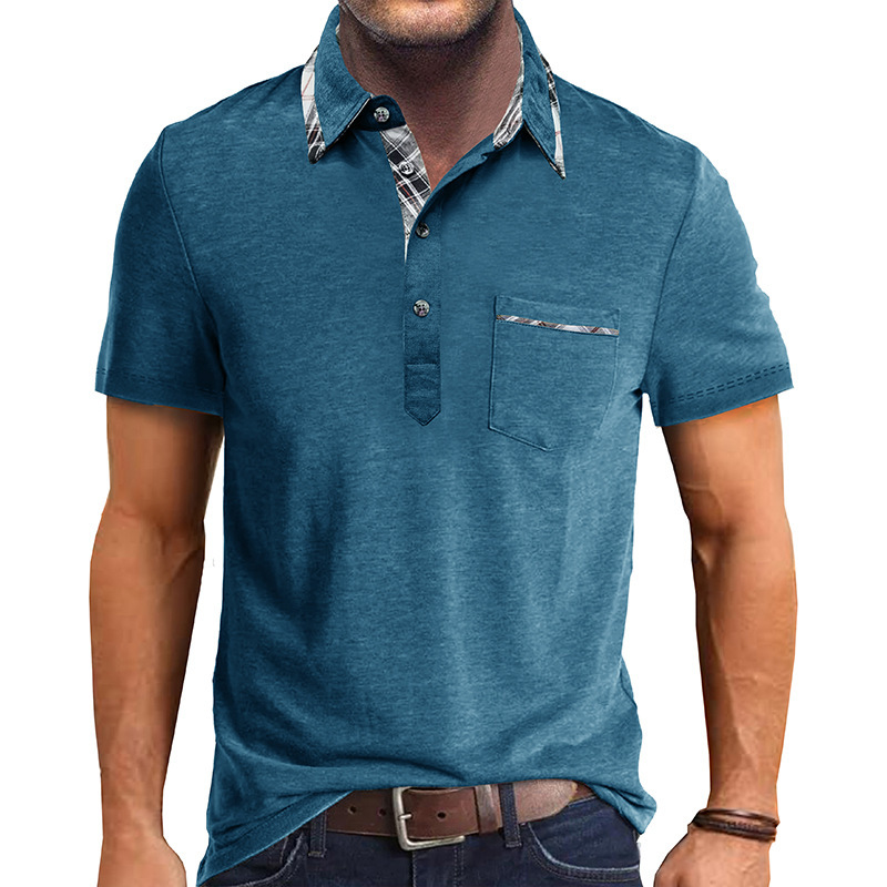 Men's stand-up collar T-shirt, cotton crew neck T-shirt, moisture wicking