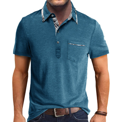 Men's stand-up collar T-shirt, cotton crew neck T-shirt, moisture wicking