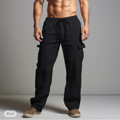 Men's Cargo Pants Trousers Summer Pants Beach Pants Drawstring Elastic Waist Multi Pocket Plain Comfort Breathable Outdoor Daily Going out Fashion Casual Black White
