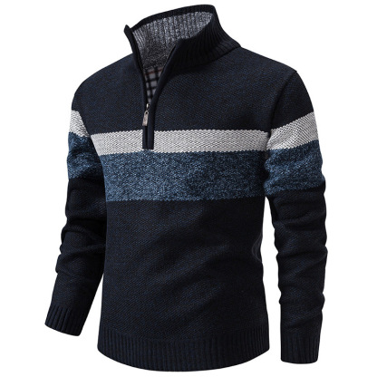 🔥Mid Year Sale 90% Off🔥Manfinity Homme Men Color Block Quarter Zip Thermal Lined Sweater