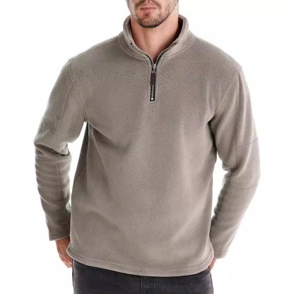 Men's Standing Collar Half Zipper Long Sleeve Sweatshirt Casual Top