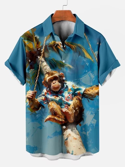 Orangutan Pattern Shirt | Hawaiian Button Down Shirt