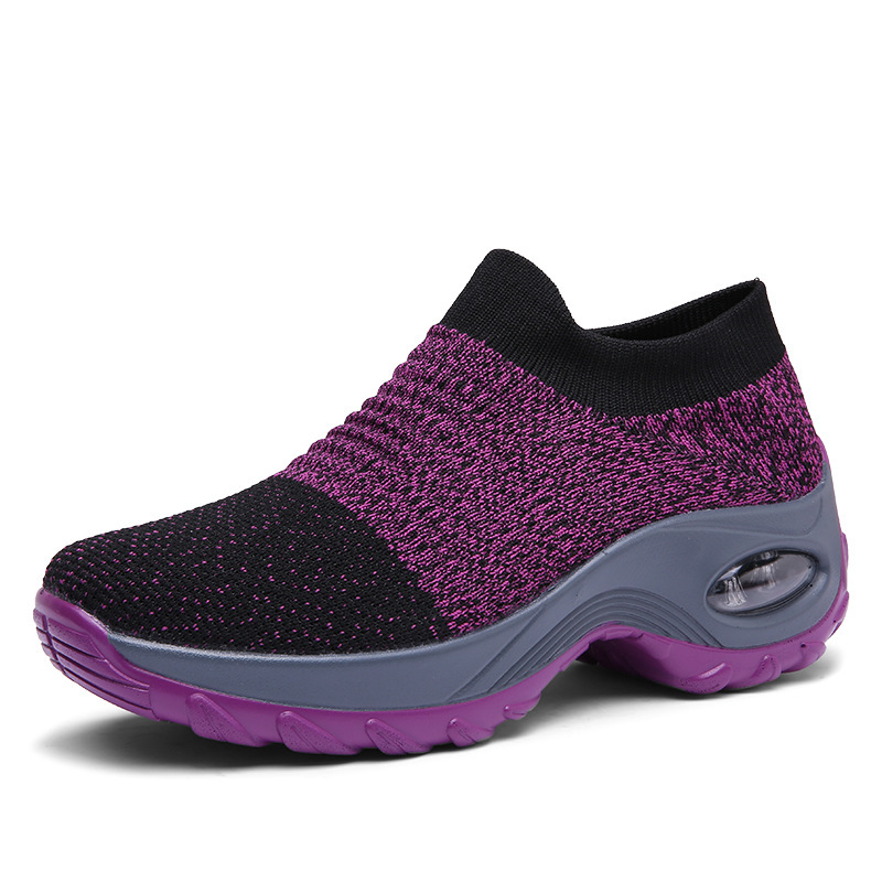 Women's Breathable Knit Sneakers - Comfortable Low Top Slip On Shoes with Air Cushion, Plus Size - For Women - Suitable for Casual Wear, Running & Walking - Perfect Gift for Fashionable Women