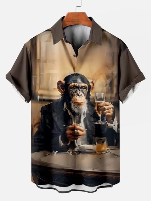 Orangutan Pattern Shirt | Hawaiian Button Down Shirt