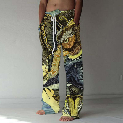 Men's Beach Pants Drawstring Elastic Waist Front Pocket Tiger Pattern Comfortable Soft Casual Everyday Fashion Designer