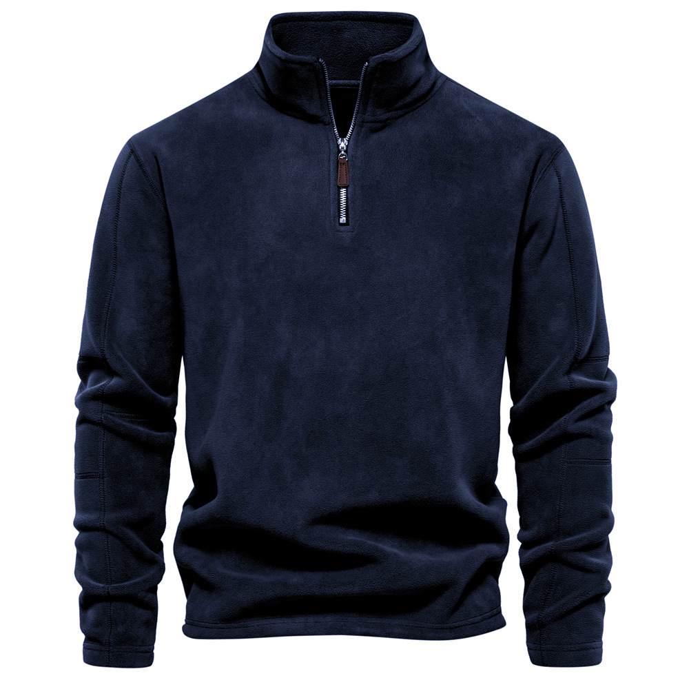 Men's Standing Collar Half Zipper Long Sleeve Sweatshirt Casual Top