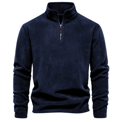 Men's Standing Collar Half Zipper Long Sleeve Sweatshirt Casual Top