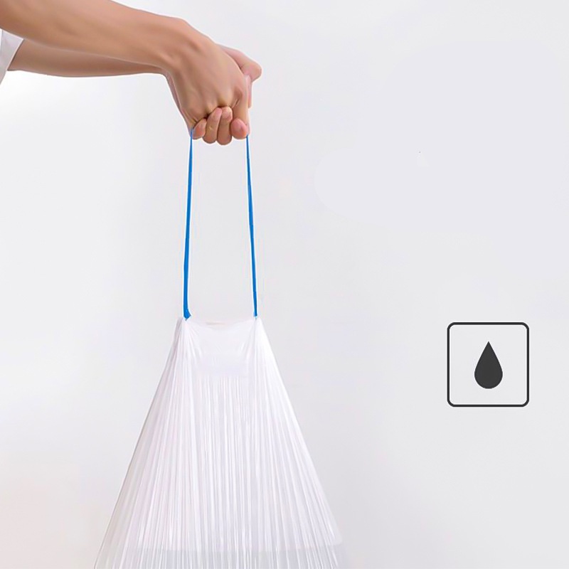 Enlarged and thickened household portable drawstring garbage bag