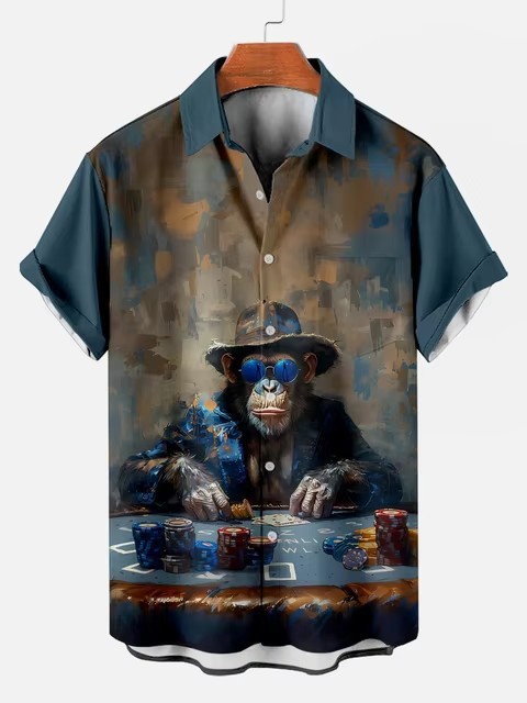 Orangutan Pattern Shirt | Hawaiian Button Down Shirt