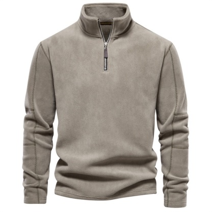 Men's Standing Collar Half Zipper Long Sleeve Sweatshirt Casual Top